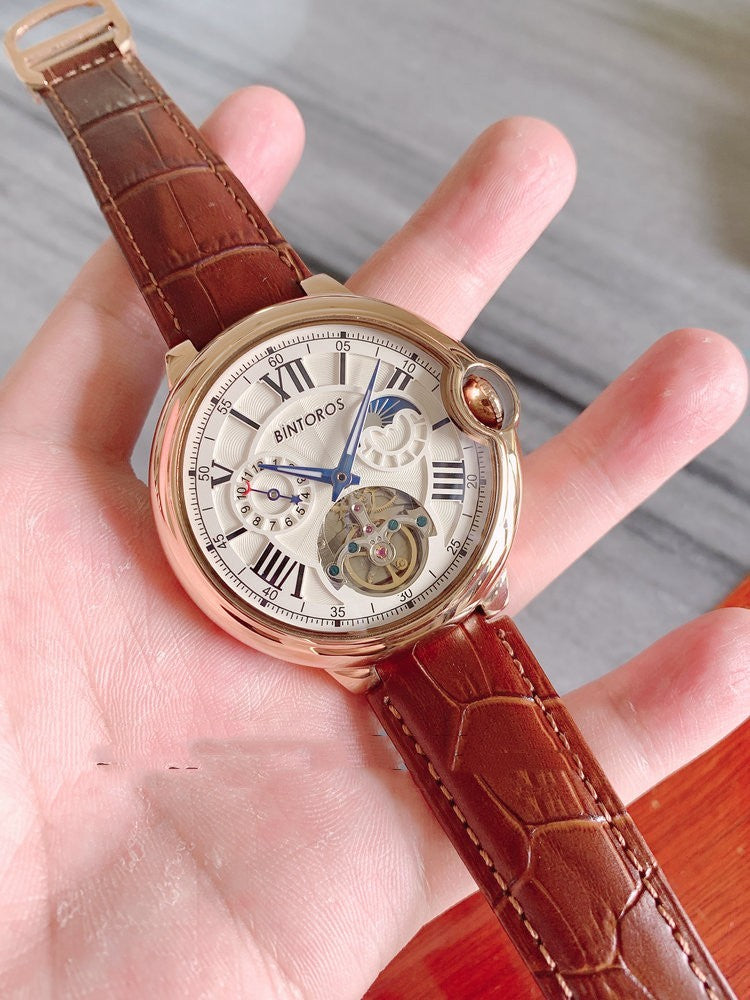 Tourbillon Lumineux: Montre Mécanique Grand Cadran pour Homme